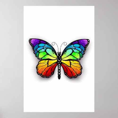 Rainbow butterfly Monarch Poster