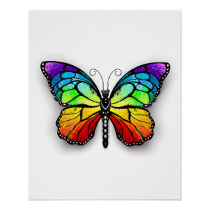 Rainbow butterfly Monarch Poster