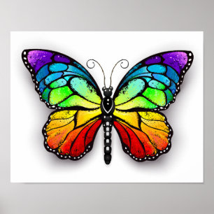Rainbow butterfly Monarch Poster