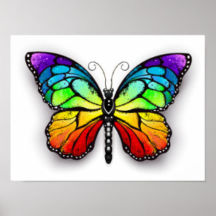 Rainbow butterfly Monarch Poster