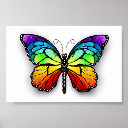 Rainbow butterfly Monarch Poster