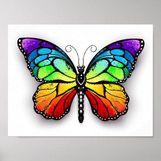 Rainbow butterfly Monarch Poster (Front)