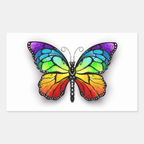 Rainbow butterfly Monarch Rectangular Sticker