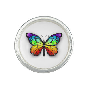 Rainbow butterfly Monarch Ring