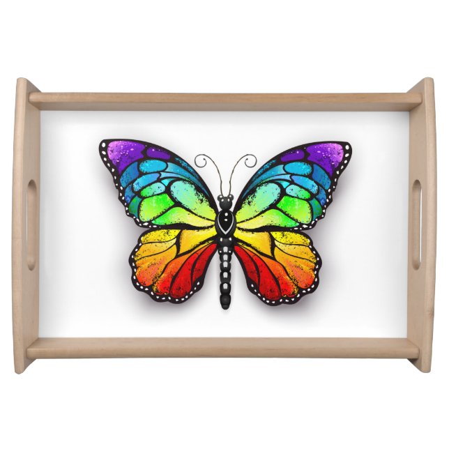 Rainbow butterfly Monarch Serving Tray (Front)