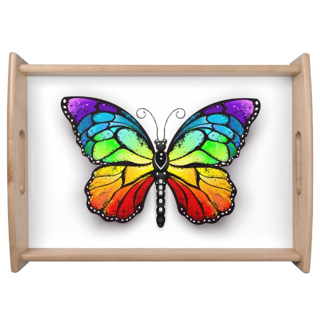 Rainbow butterfly Monarch Serving Tray (Front)
