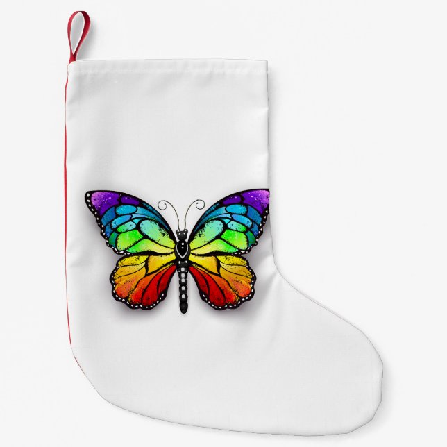 Rainbow butterfly Monarch Small Christmas Stocking (Front)