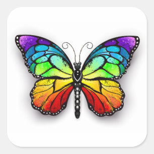 Rainbow butterfly Monarch Square Sticker