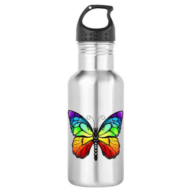 Rainbow butterfly Monarch Stainless Steel Water Bottle (Front)
