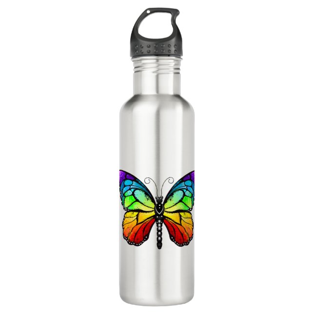 Rainbow butterfly Monarch Stainless Steel Water Bottle (Front)