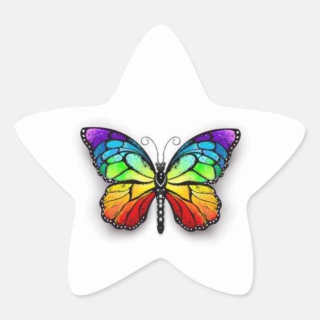 Rainbow butterfly Monarch Star Sticker (Front)