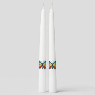 Rainbow butterfly Monarch Taper Candle