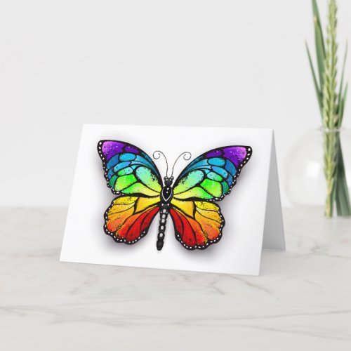 Rainbow butterfly Monarch Thank You Card