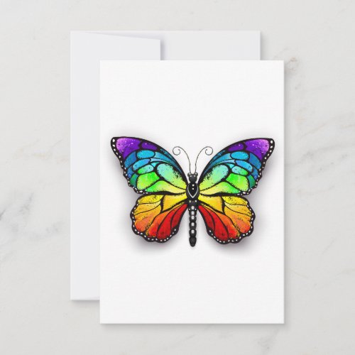 Rainbow butterfly Monarch Thank You Card