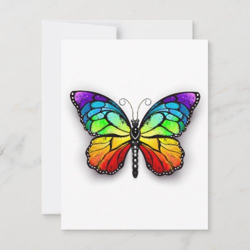 Rainbow butterfly Monarch Thank You Card