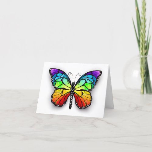 Rainbow butterfly Monarch Thank You Card