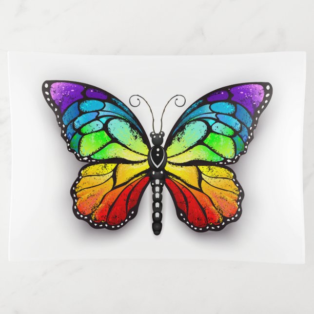 Rainbow butterfly Monarch Trinket Tray (Front)