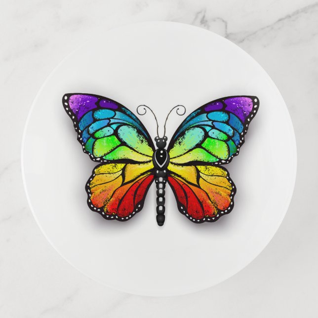 Rainbow butterfly Monarch Trinket Tray (Front)