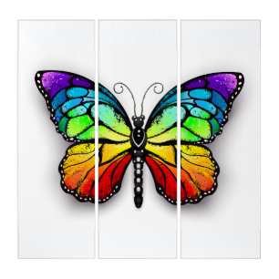 Rainbow butterfly Monarch Triptych