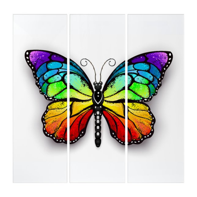 Rainbow butterfly Monarch Triptych (Front)