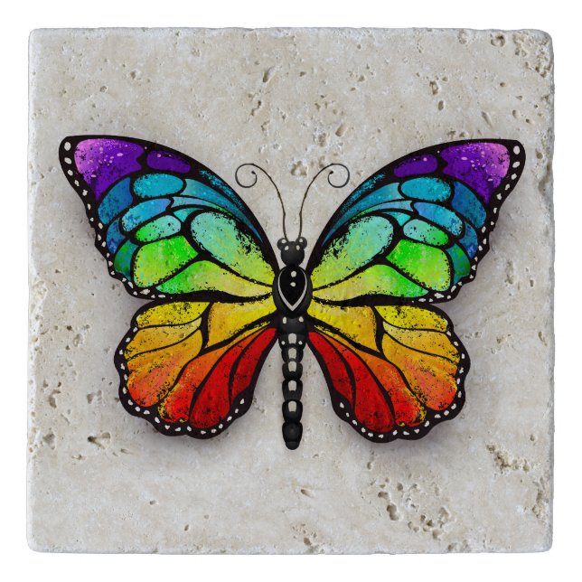 Rainbow butterfly Monarch Trivet (Front)