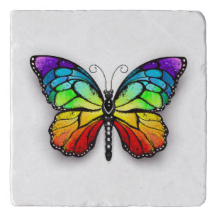 Rainbow butterfly Monarch Trivet