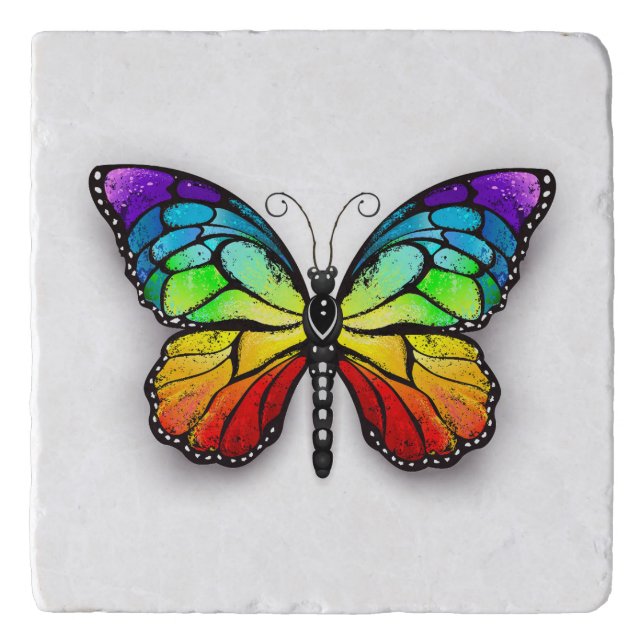 Rainbow butterfly Monarch Trivet (Front)