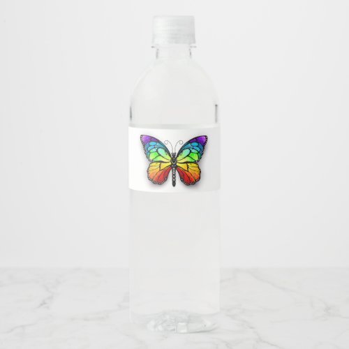 Rainbow butterfly Monarch Water Bottle Label