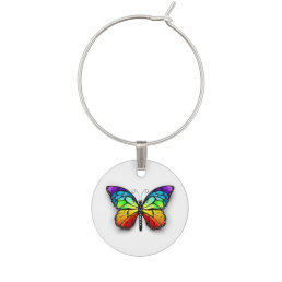 Rainbow butterfly Monarch Wine Charm