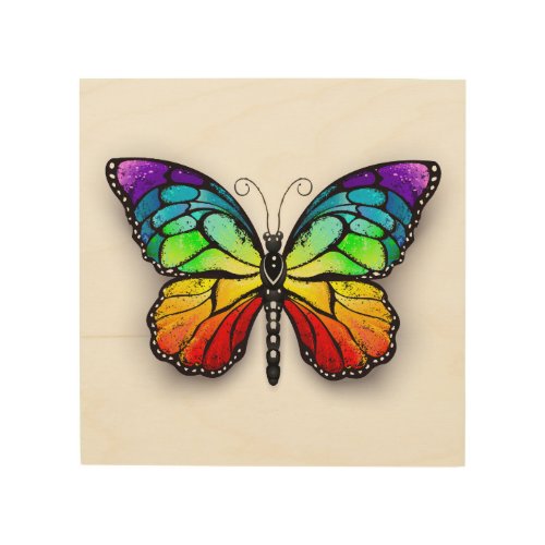 Rainbow butterfly Monarch Wood Wall Art