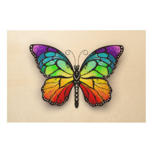 Rainbow butterfly Monarch Wood Wall Art