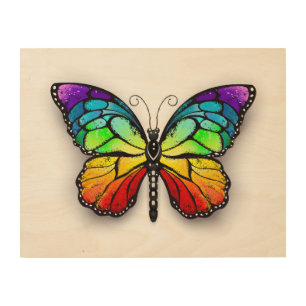 Rainbow butterfly Monarch Wood Wall Art
