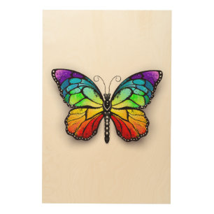 Rainbow butterfly Monarch Wood Wall Art