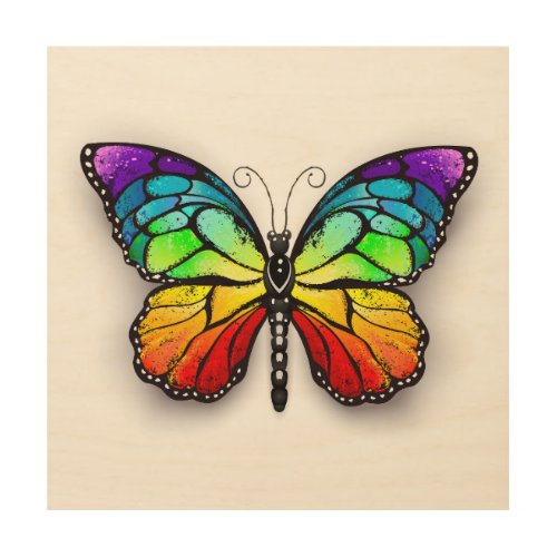 Rainbow butterfly Monarch Wood Wall Art