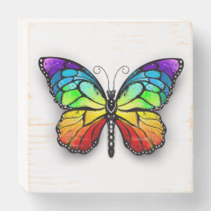 Rainbow butterfly Monarch Wooden Box Sign