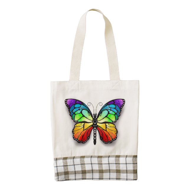 Rainbow butterfly Monarch Zazzle HEART Tote Bag (Front)