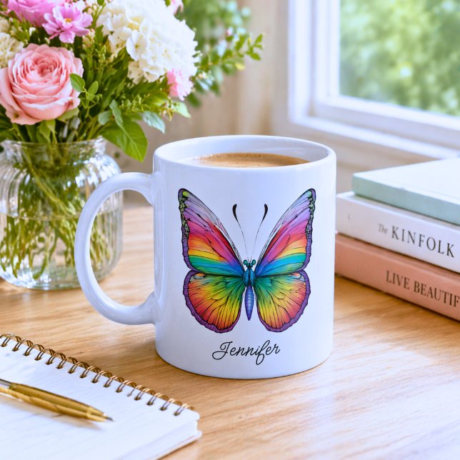 Rainbow Butterfly Monogram  Coffee Mug (Creator Uploaded)