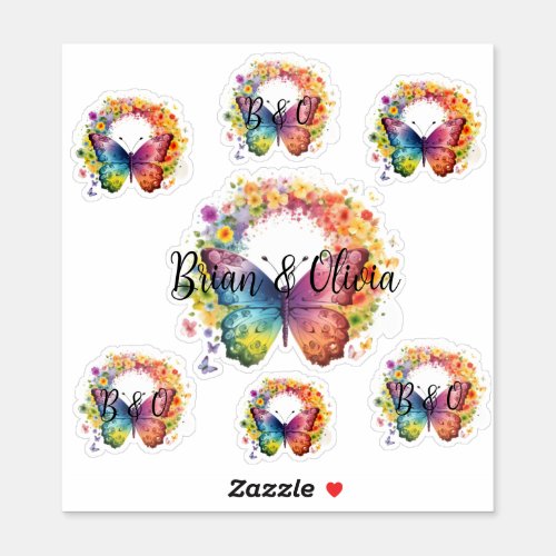 Rainbow Butterfly Monogram Custom_Cut Sticker