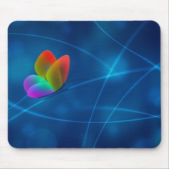 Rainbow Butterfly Mouse Pad by vladstudio at Zazzle
