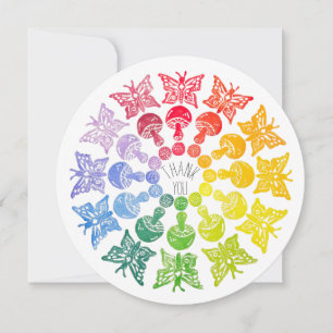 Rainbow Butterfly Mushroom Thank You Card