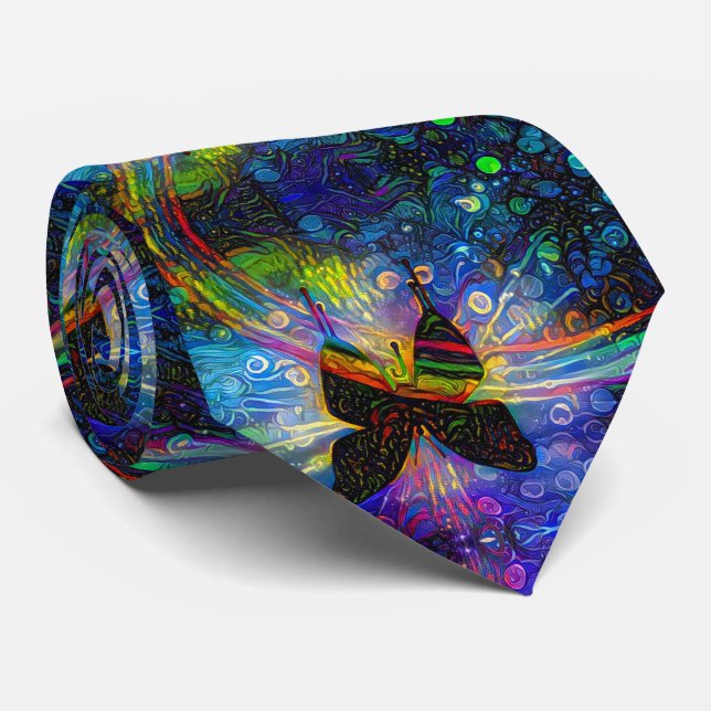 Rainbow Butterfly Neck Tie (Rolled)