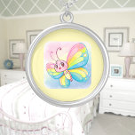 Rainbow Butterfly Necklace<br><div class="desc">A cute rainbow butterfly digitally created in a cartoon watercolor style. Perfect design for kids and adults on many trendy products! Customize your background color or add text!</div>