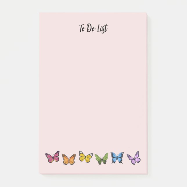 Rainbow Butterfly Pattern Large Post-It Notes (Front)