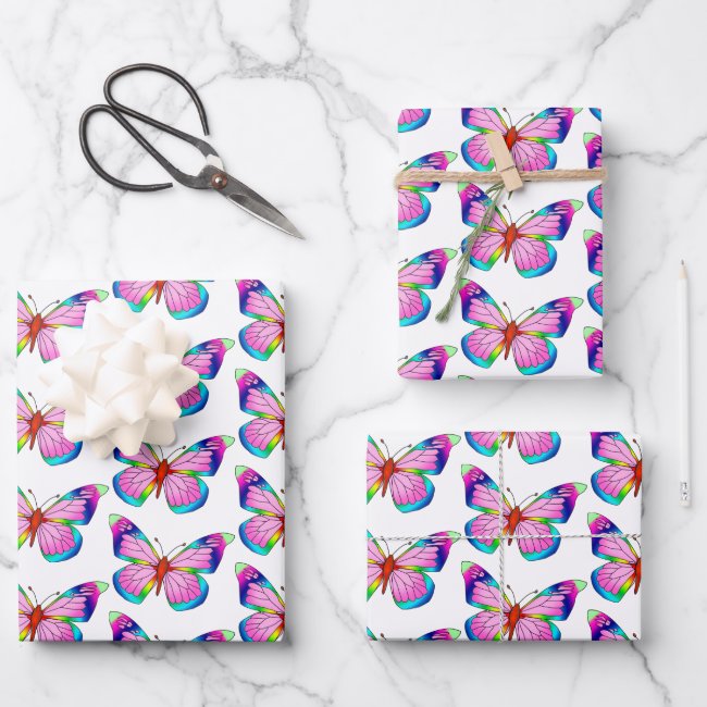 Rainbow Butterfly Pattern Wrapping Paper