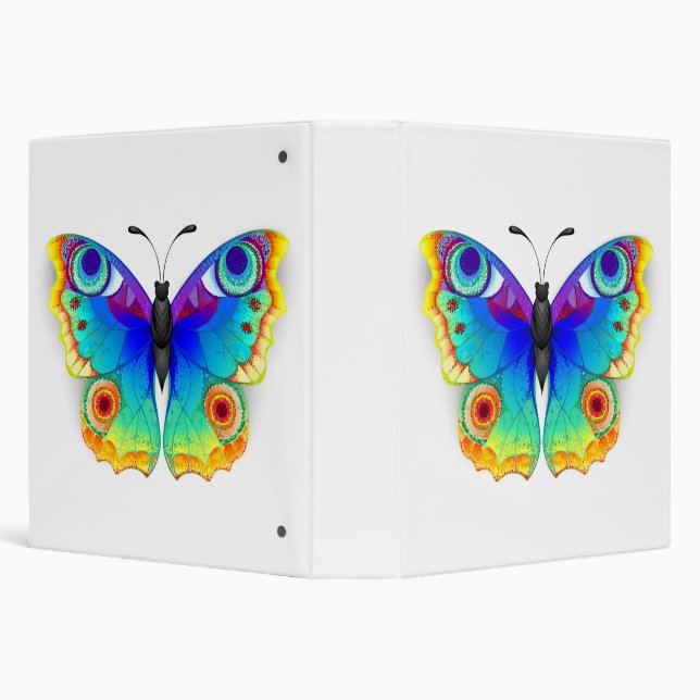Rainbow Butterfly Peacock Eye 3 Ring Binder (Background)