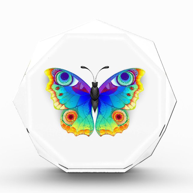 Rainbow Butterfly Peacock Eye Acrylic Award (Front)