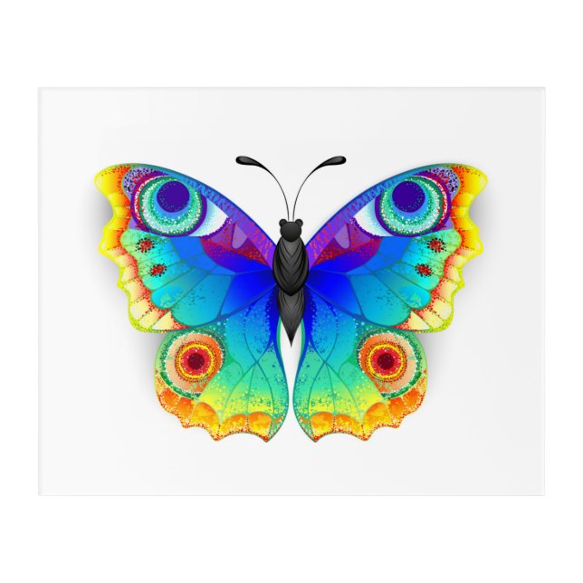 Rainbow Butterfly Peacock Eye Acrylic Print (Front)