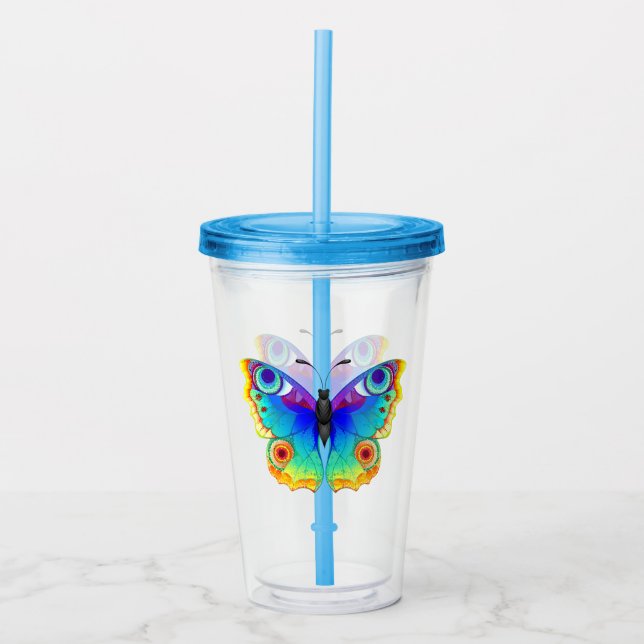 Rainbow Butterfly Peacock Eye Acrylic Tumbler (Front)
