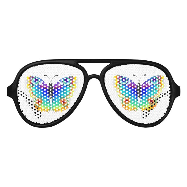 Rainbow Butterfly Peacock Eye Aviator Sunglasses (Front)
