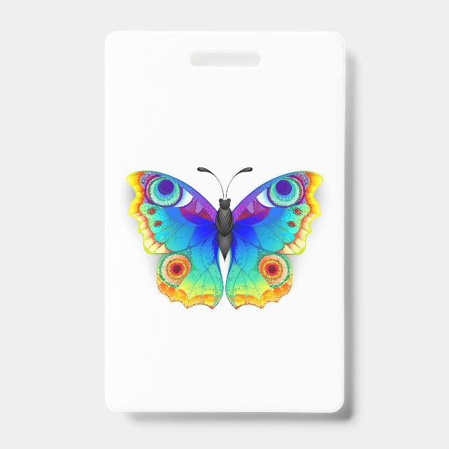 Rainbow Butterfly Peacock Eye Badge (Front)